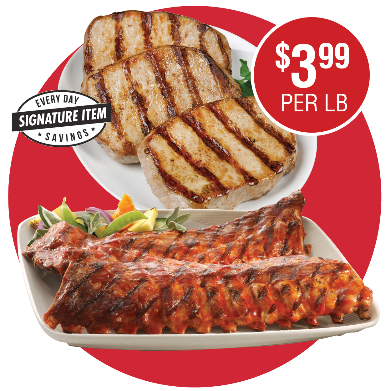 PORK LOIN BACK RIBS OR FIRST STREET FRESH CENTER CUT BONELESS PORK LOIN CHOPS