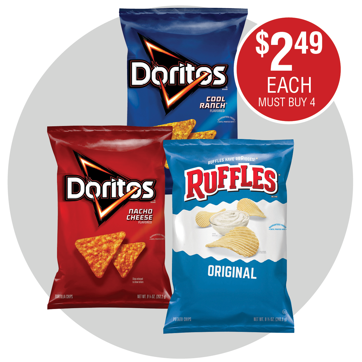 DORITOS OR RUFFLES CHIPS