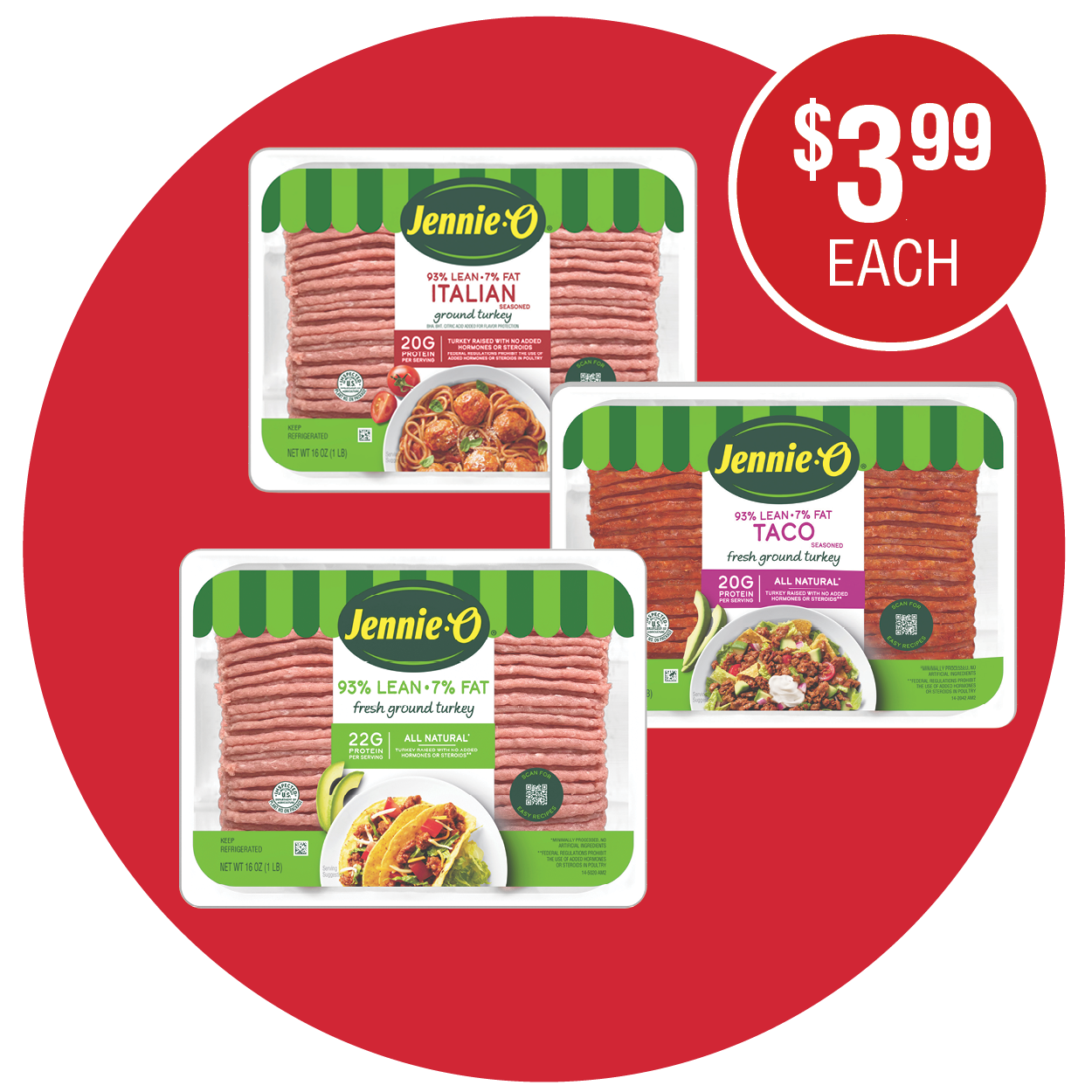 JENNIE-O FRESH LEAN OR SEASONED GROUND TURKEY