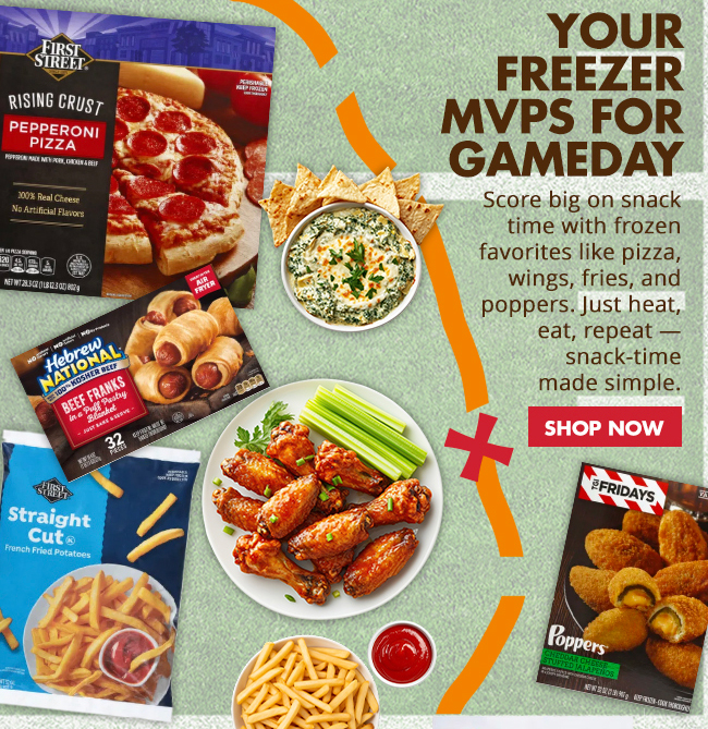 Frozen Football Apps - pizzas, wings, fries, jalepeno poppers