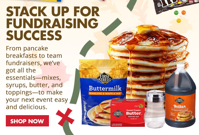 Pancake Breakfasts - Pancake mix, syrup, syrup dispensers, butter