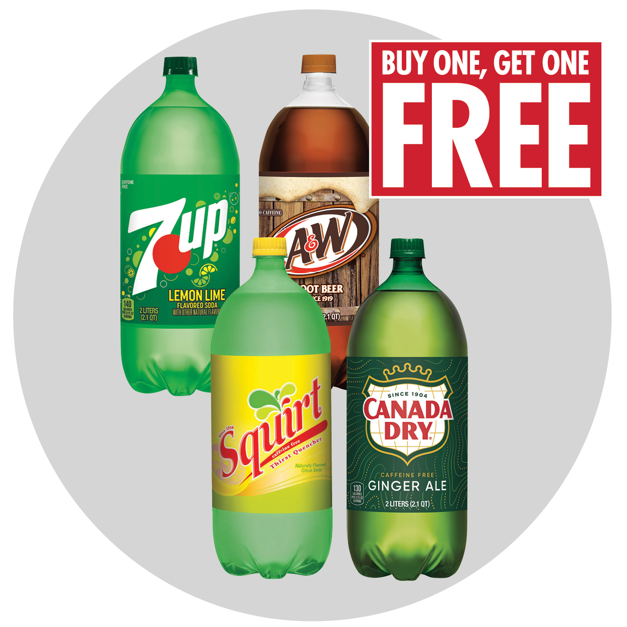 SQUIRT, 7UP, A&W ROOT BEER OR CANADA DRY GINGER ALE
