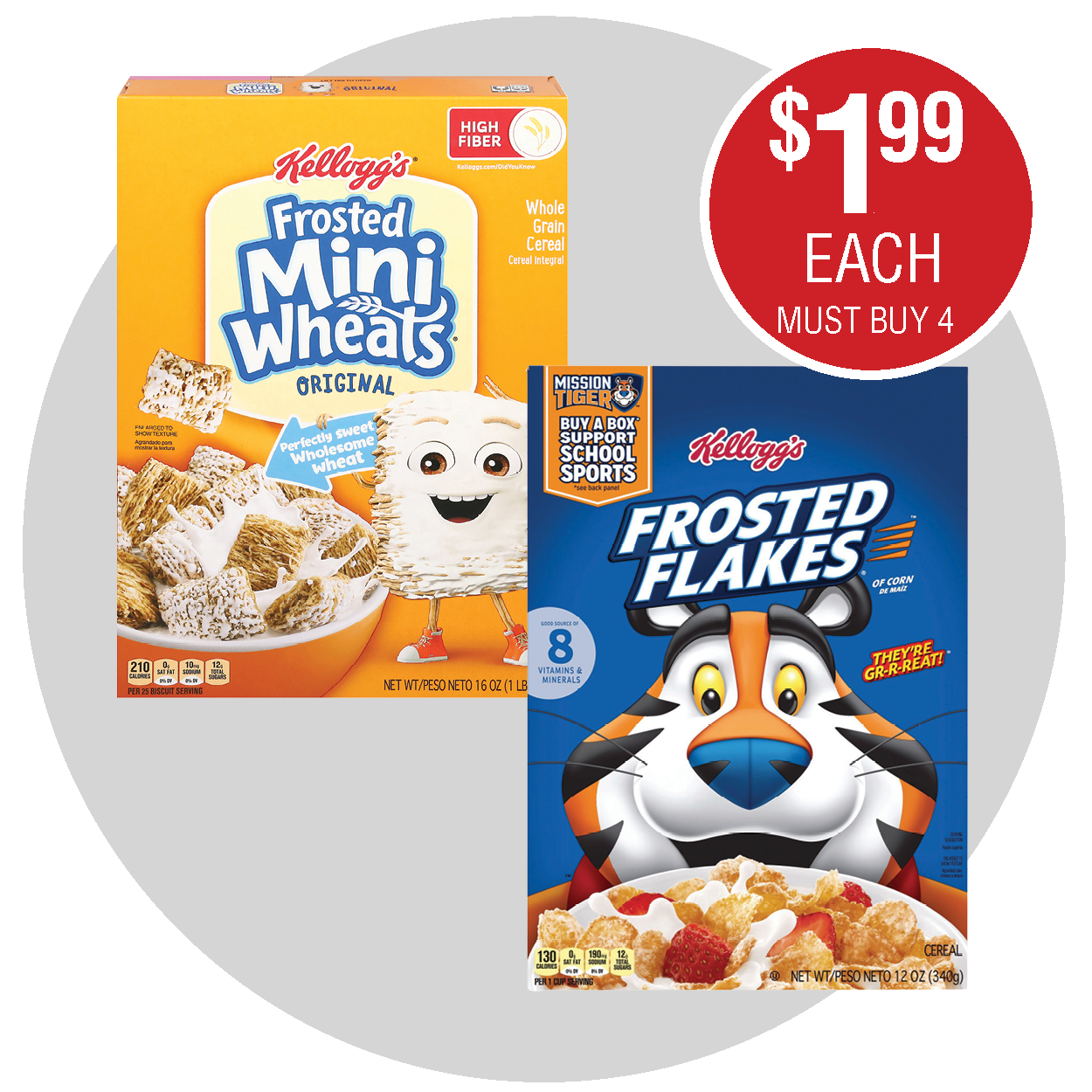 KELLOGG'S FROSTED FLAKES, COCOA KRISPIES, FROOT LOOPS