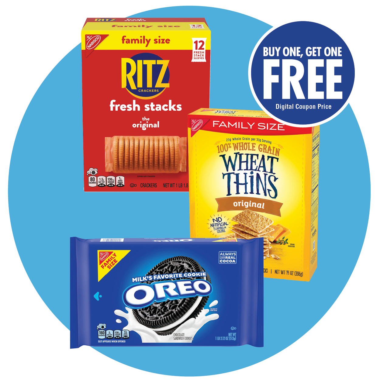 FAMILY SIZE OREO COOKIES RITZ OR NABISCO SNACK CRACKERS