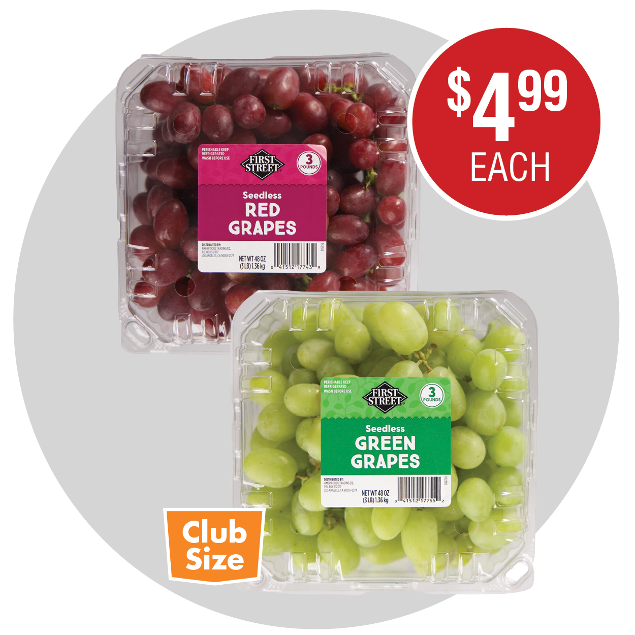 FIRST STREET RED OR GREEN SEEDLESS GRAPES