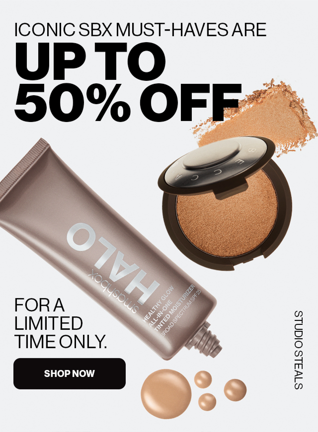ICONIC SBX MUST-HAVES ARE UP TO 50% OFF | FOR A LIMITED TIME ONLY. | SHOP NOW | STUDIO STEALS