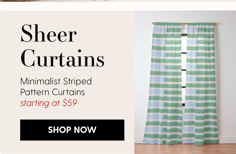 Minimalist Striped Pattern in Blue and Green Curtain