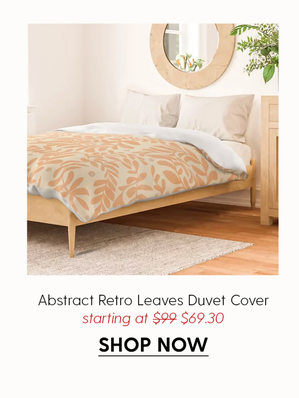 abstract retro shapes earthy leaves Duvet Cover