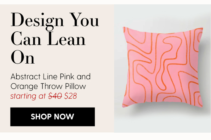 Abstract Line Pink and Orange Throw Pillow