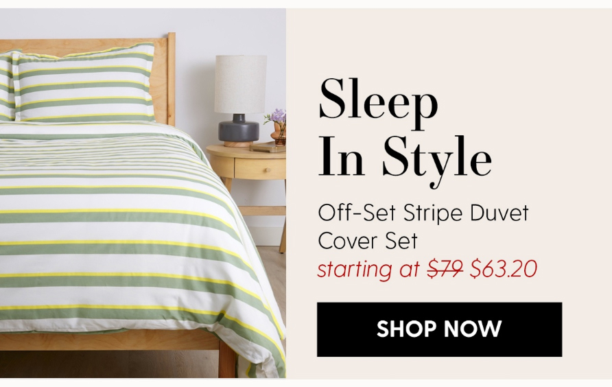 Off-Set Stripe Brushed Cotton Duvet Cover Set