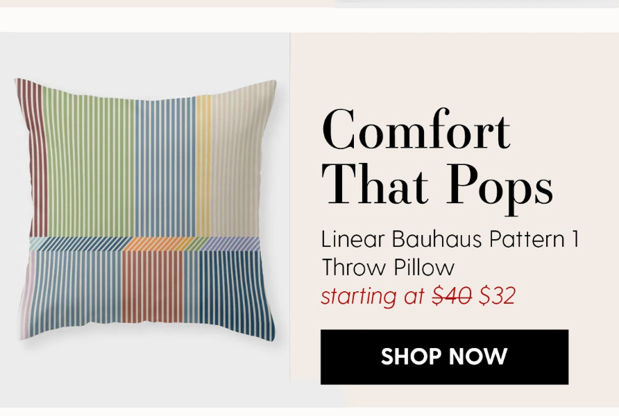 Linear Bauhaus Pattern 1 Throw Pillow