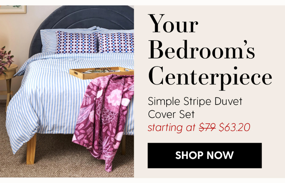 Simple Stripe Brushed Cotton Duvet Cover Set