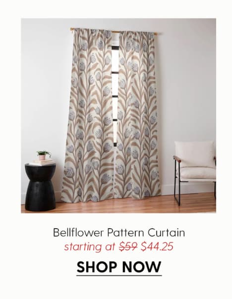 Bellflower Pattern / Brown, Ivory & Grey Curtain