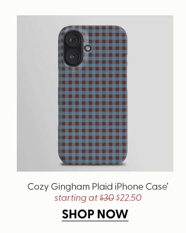 Cozy Gingham Plaid Eclectic Checkered Pattern in Brown and Blue iPhone Case