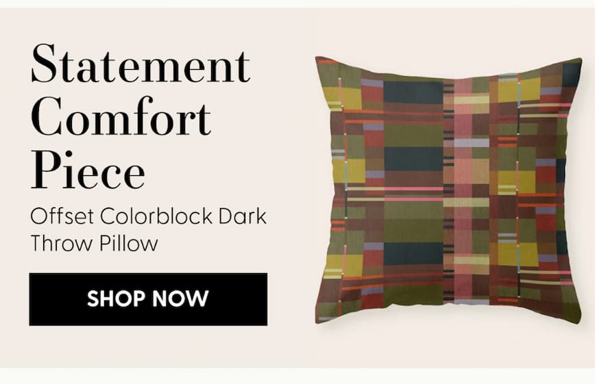 Offset Colorblock Dark Throw Pillow