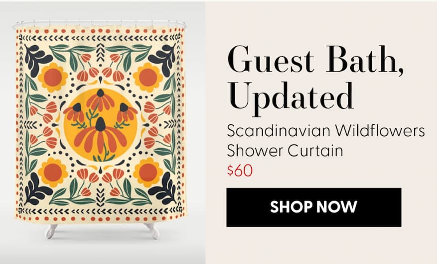 Scandinavian Wildflowers Shower Curtain