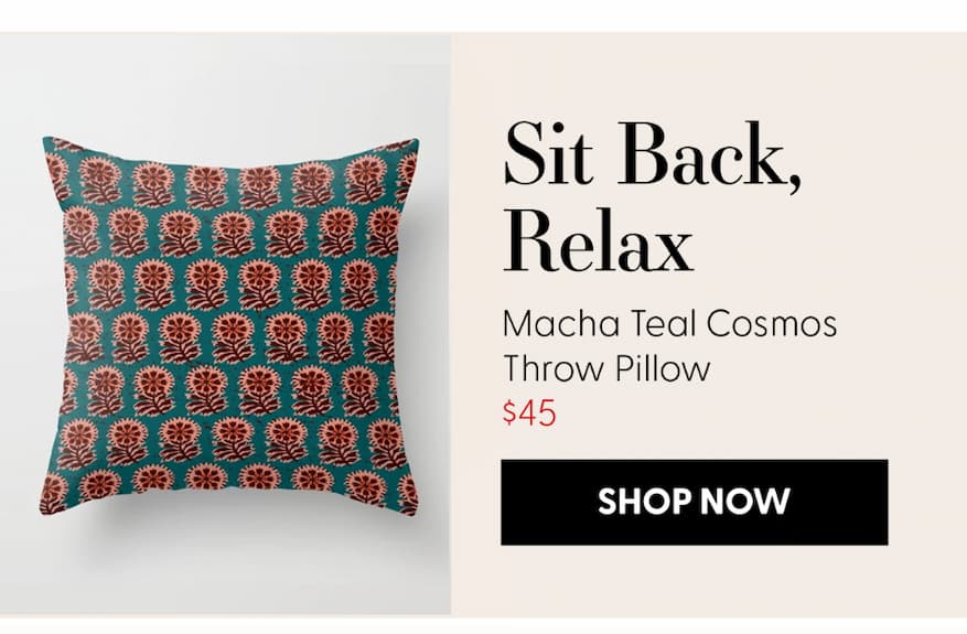MACHA TEAL COSMOS Throw Pillow