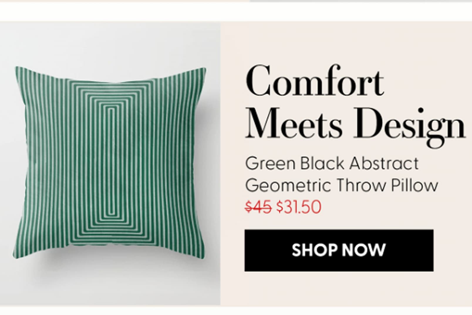 Green Black Abstract Geometric Design Artwork Throw Pillow