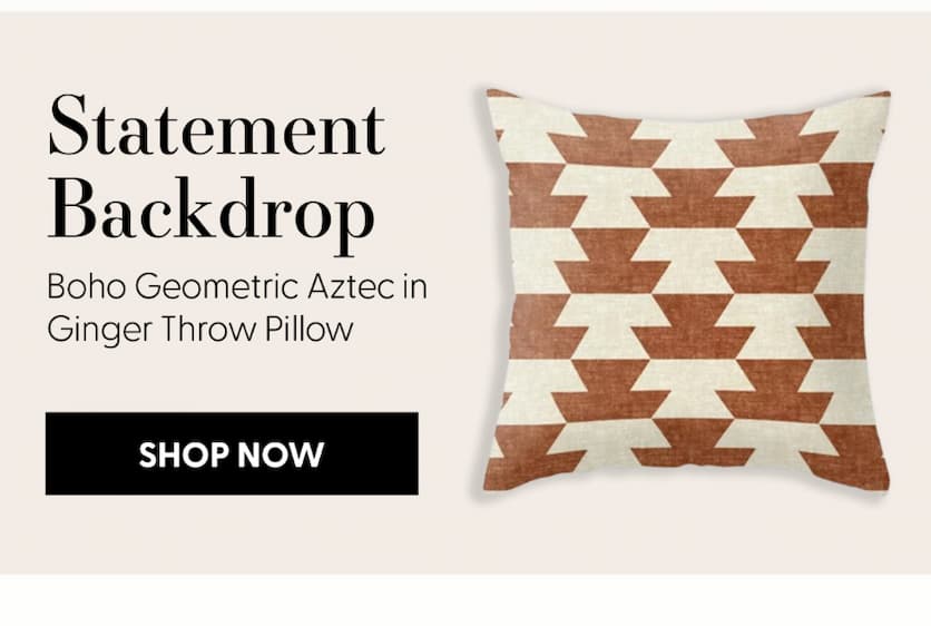 boho geometric aztec in ginger Throw Pillow