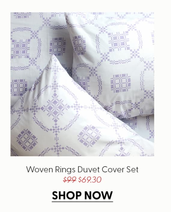 Woven Rings Brushed Cotton Duvet Cover Set