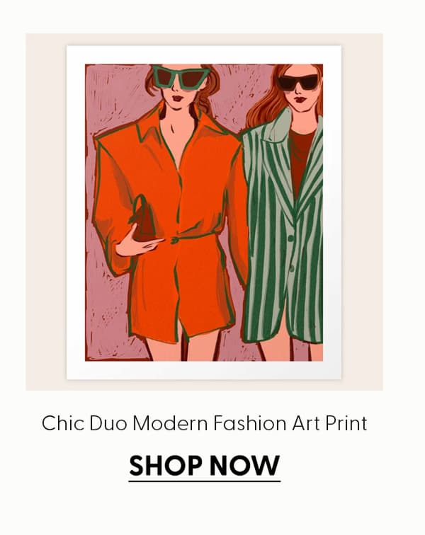 Chic Duo Modern Fashion Illustration in Bold Minimalist Style Art Print