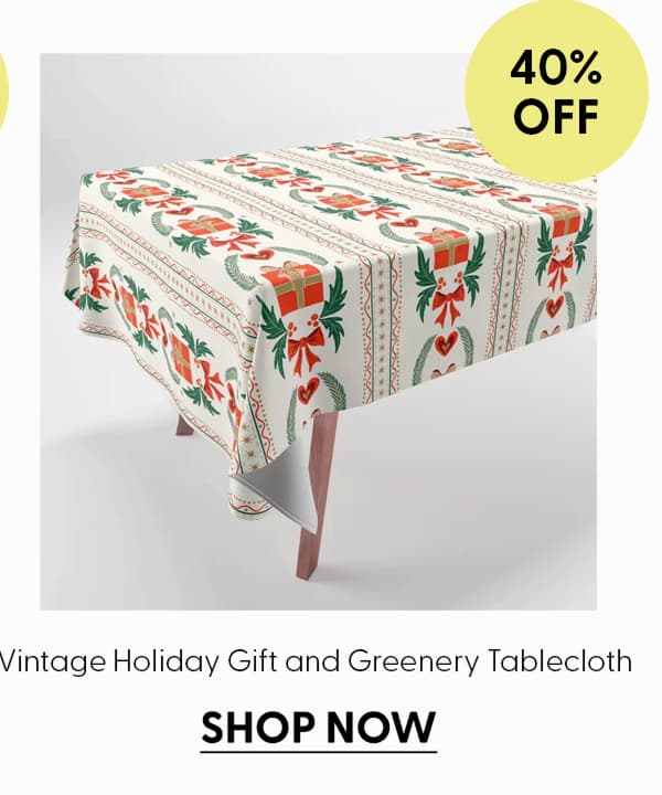Vintage Holiday Gift and Greenery - Christmas Decorative Design Tablecloth