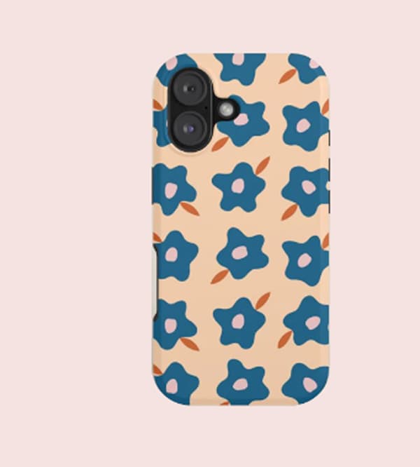 Wonky Blue Spring Flowers iPhone Case
