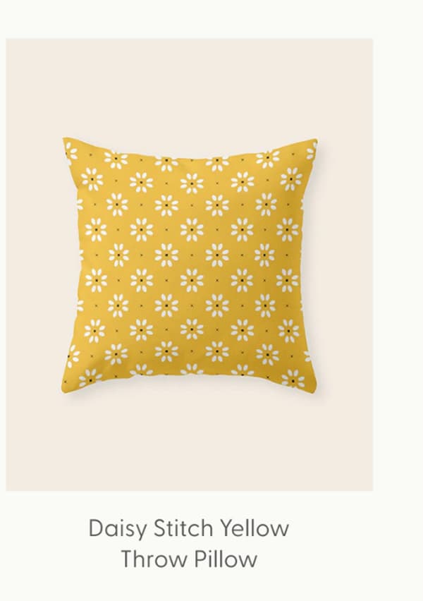 Daisy stitch - yellow Throw Pillow