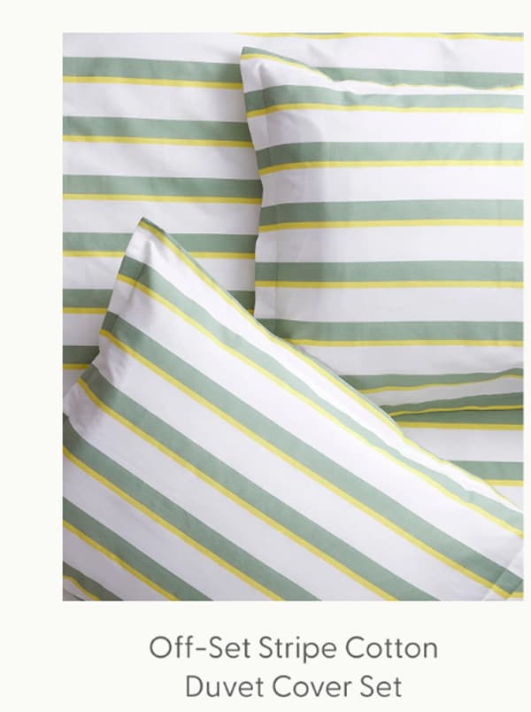 Off-Set Stripe Brushed Cotton Duvet Cover Set