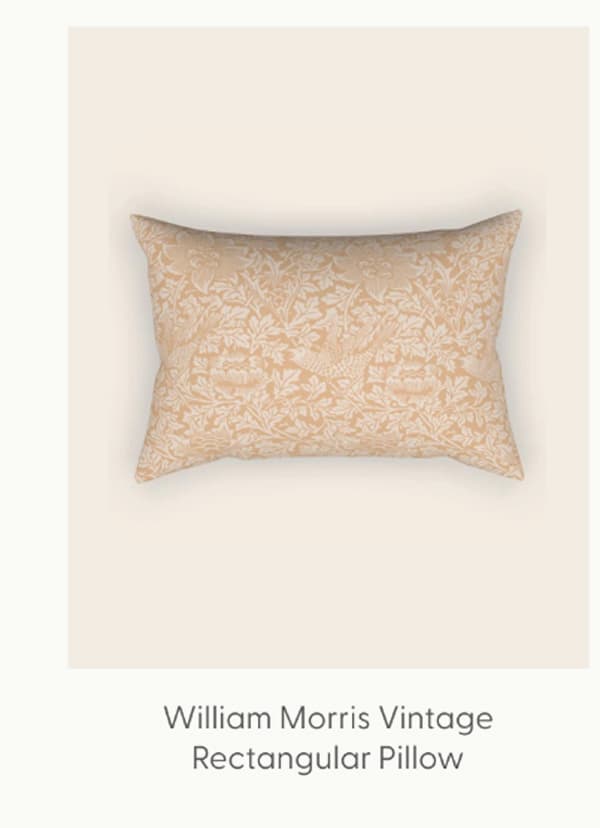 William Morris Vintage Bird & Anemone Soft Apricot Rectangular Pillow