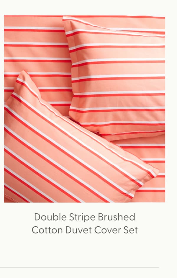 Double Stripe Brushed Cotton Duvet Cover Set