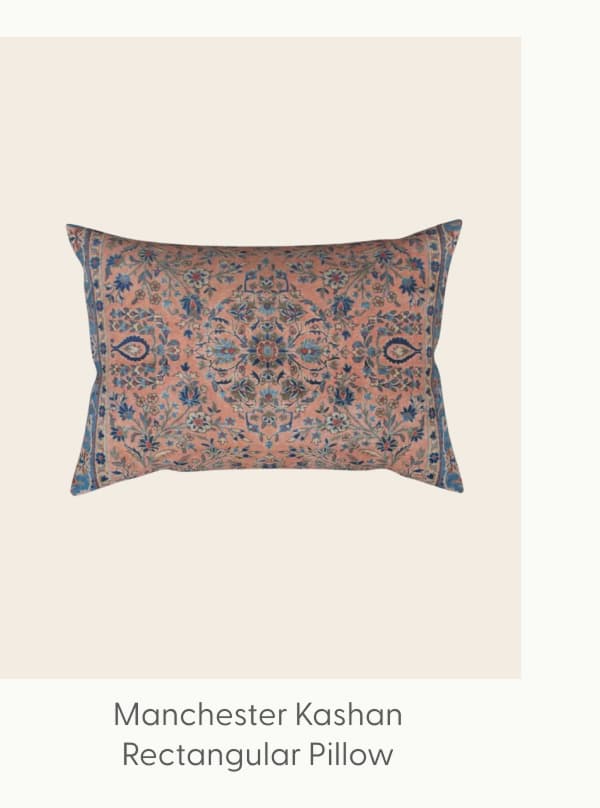 Manchester Kashan Floral Peach Persian Rug Print Rectangular Pillow