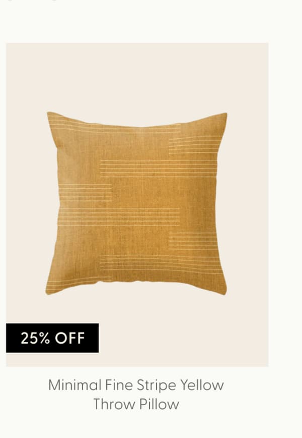 Minimal, Fine Stripe, Pattern, in Yellow Throw Pillow