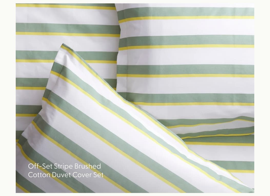 Off-Set Stripe Brushed Cotton Duvet Cover Set