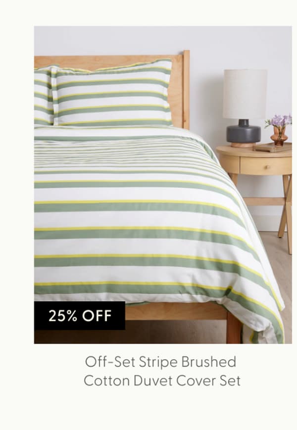 Off-Set Stripe Brushed Cotton Duvet Cover Set