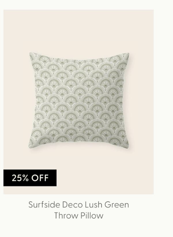 Surfside Deco . Lush Green on Neutral Throw Pillow