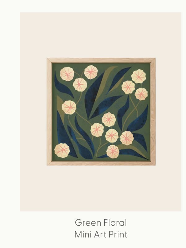 Green Floral Mini Art Print