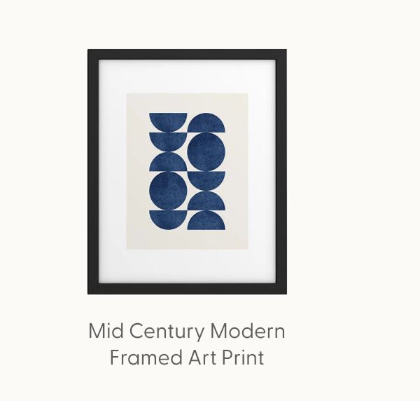 Blue navy retro scandinavian Mid century modern Framed Art Print