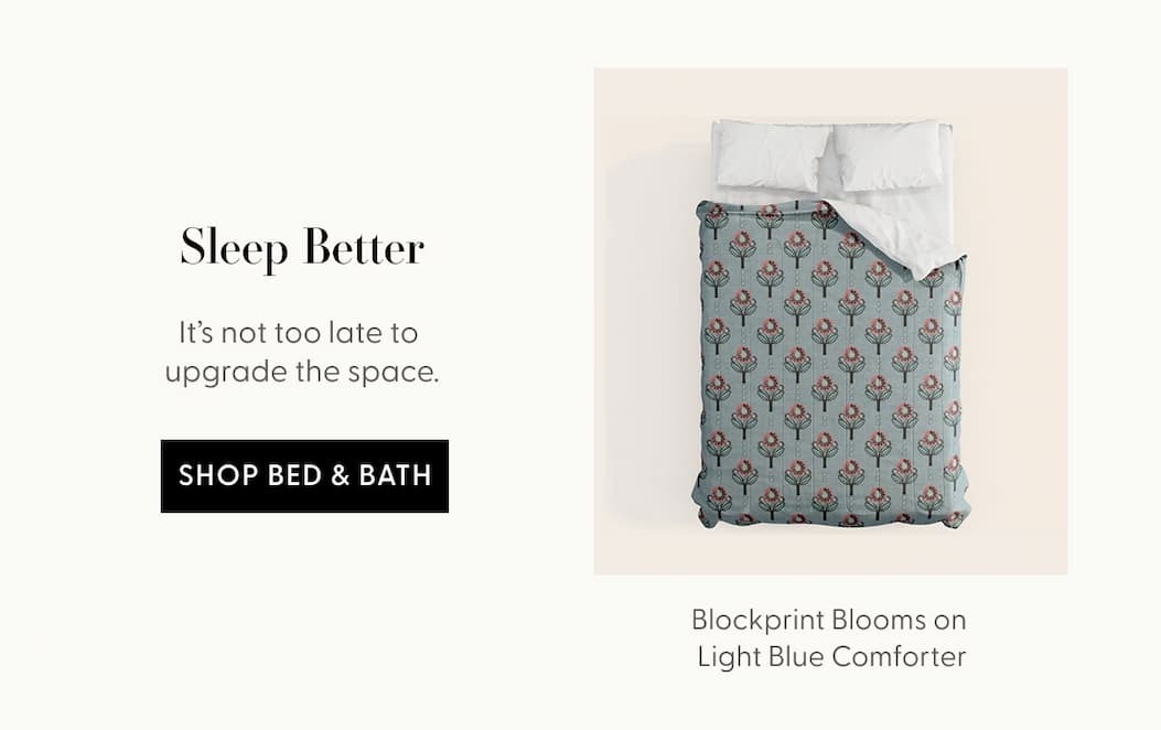 Blockprint Blooms on light blue Comforter