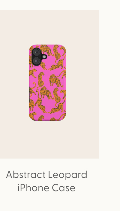 Abstract leopard with red lips illustration in fuchsia background iPhone Case