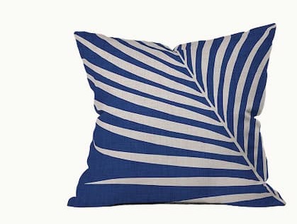Society6 Vintage Indigo Palm Indoor Throw Pillow, 18x18 by Modern Tropical
