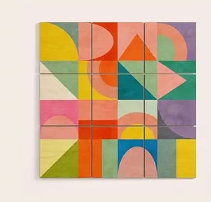 Society6 Mid Mod Summer Checkers by Ana Rut Bre Fine Art-Wood Wall Art (3' x 3')