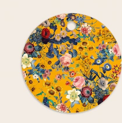 Society6 Bamboo Cutting Board | Kitchen Decor by Burcu Korkmazyurek | Unique Cutting Food-Safe Serving Board | Summer Botanical Garden IX, 11.5"L x 11.5"W