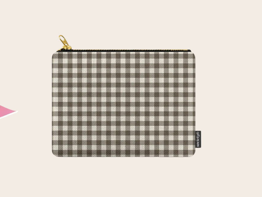 brown gingham Carry All Pouch