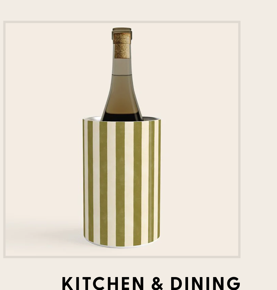 Cabana Stripe - moss green and cream Wine Chiller