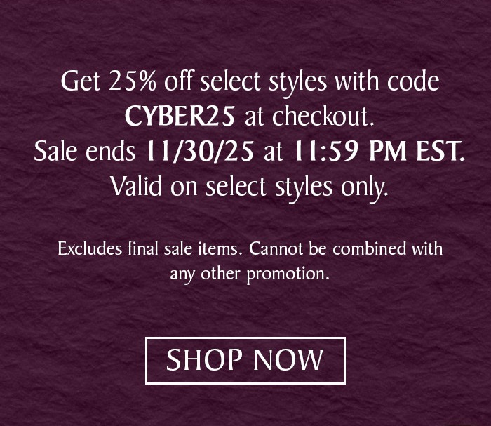 Black Friday early access banner offering 25% off with code CYBER25.