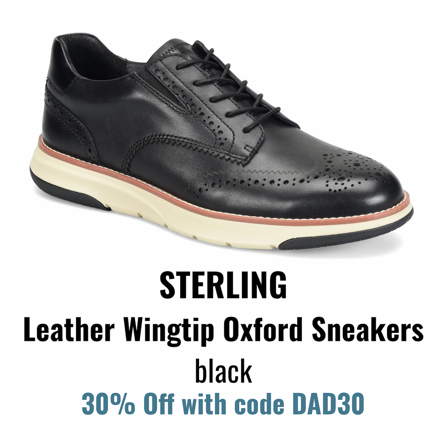 Sterling Leather Wingtip Oxford Sneakers black. 30% Off with code DAD30.