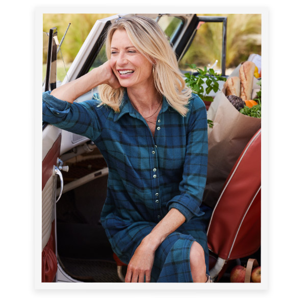 Had Me At Plaid Long Sleeve Knit Shirtdress