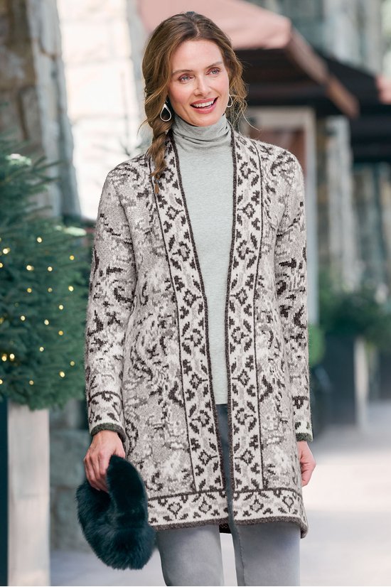 Cirrus Damask Jacquard Long Cardigan