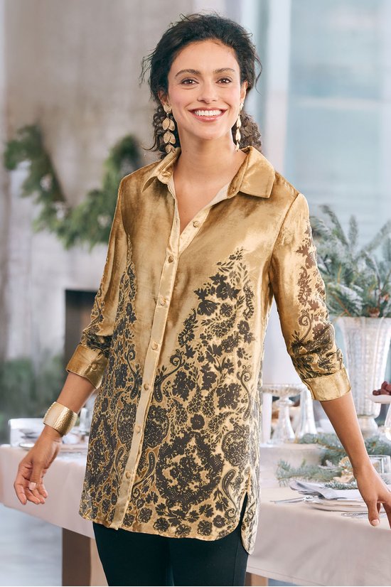 Akari Velvet Burnout Big Shirt